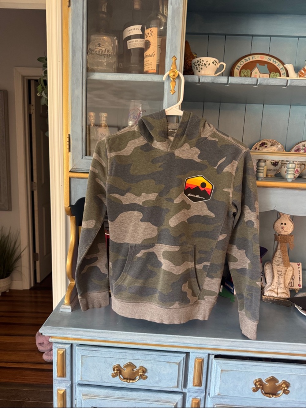 Eddie Bauer boys Camo Crewneck Sweatshirt - Olive Gray - Picture 3 of 4